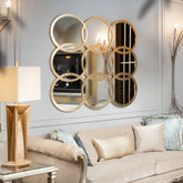 "Modern Olympic 9 Mirror from Daleenz Store featuring a bold, multi-circle sculptural design in a sleek finish, mounted on a modern interior wall."