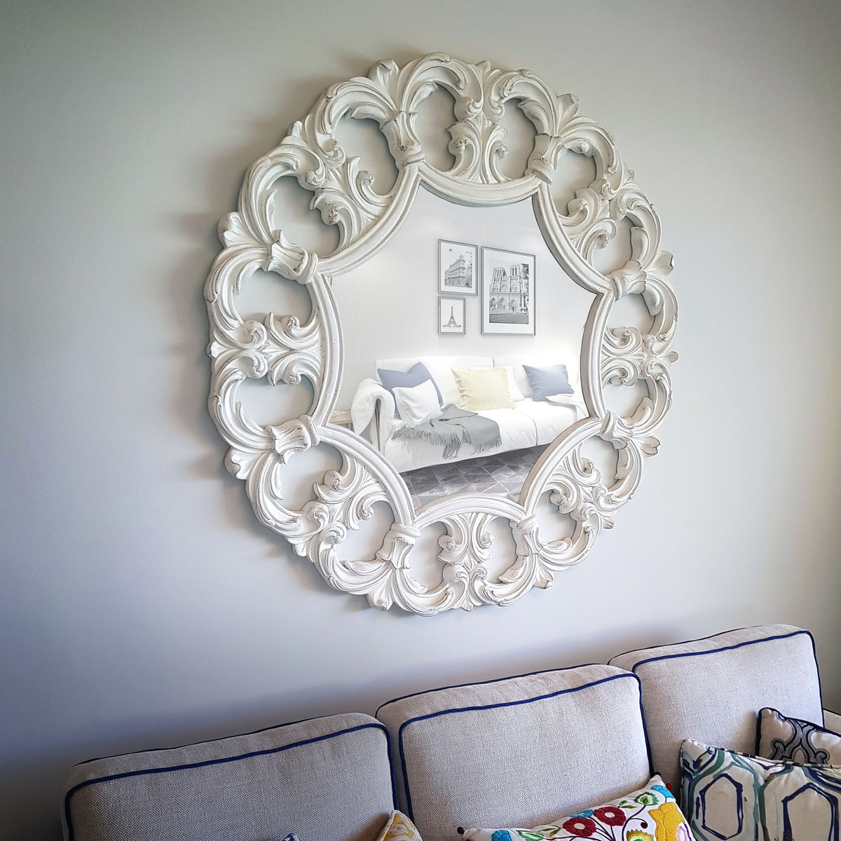 "Classic 107 Mirror Wall Decoration from Daleenz Store featuring a refined multi-mirror arrangement with vintage-inspired detailing for a classic home setting."


