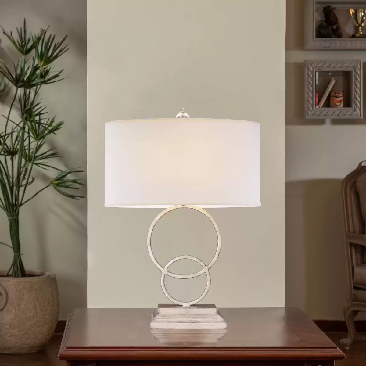 Modern 2 Circles Table Lamp with minimalist LED design for home or office decor

