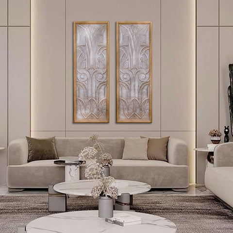 "Modern Art Deco 2 Wall Decor from Daleenz Store featuring bold geometric shapes and a sleek, modern design that enhances the elegance of contemporary interiors."

