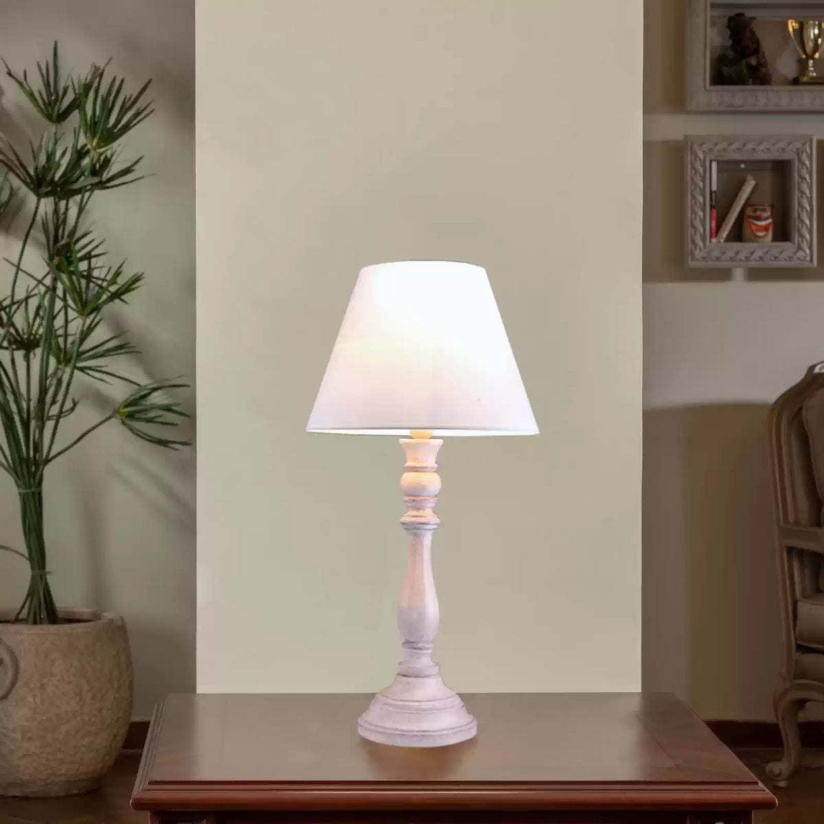 Modern BARMAK Table Lamp on a stylish desk, providing elegant lighting for home decor.