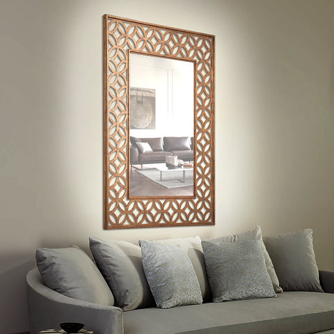 "Modern Circle Border Mirror from Daleenz Store showcasing a sleek round design with a simple, polished border, mounted in a contemporary living space."

