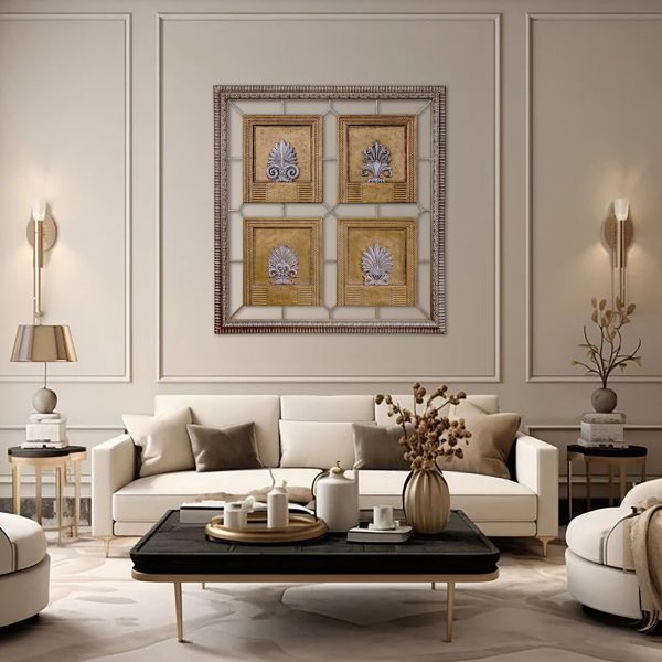 "Classic Folia Group of 4 Wall Decor from Daleenz Store showing four coordinated botanical art pieces with timeless leaf motifs in a classic decorative style."

