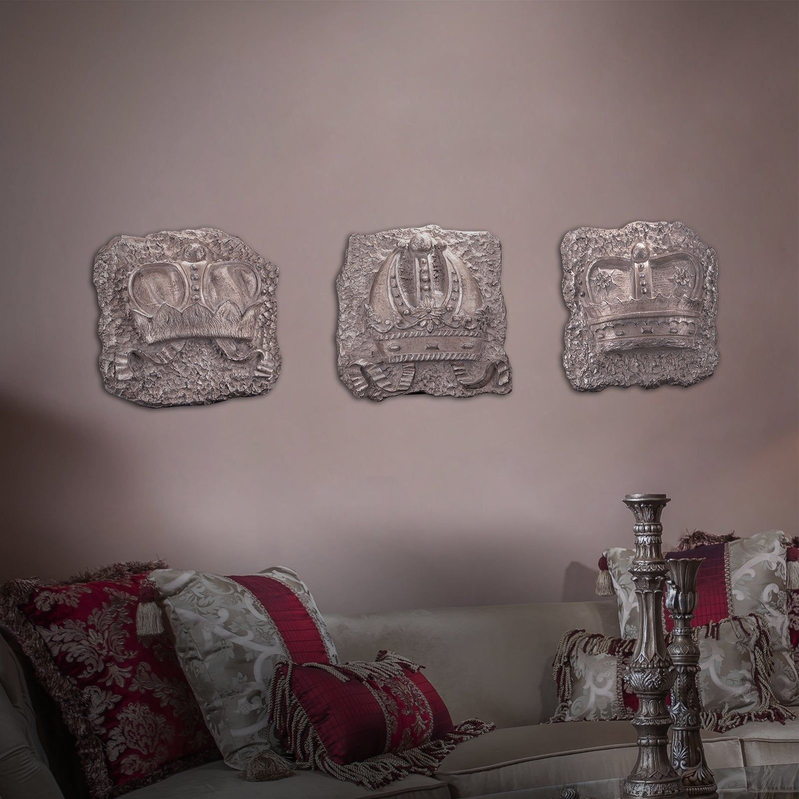 Classic Crowns Tableaux wall decoration featuring elegant royal crown designs, available at Daleenz Store


