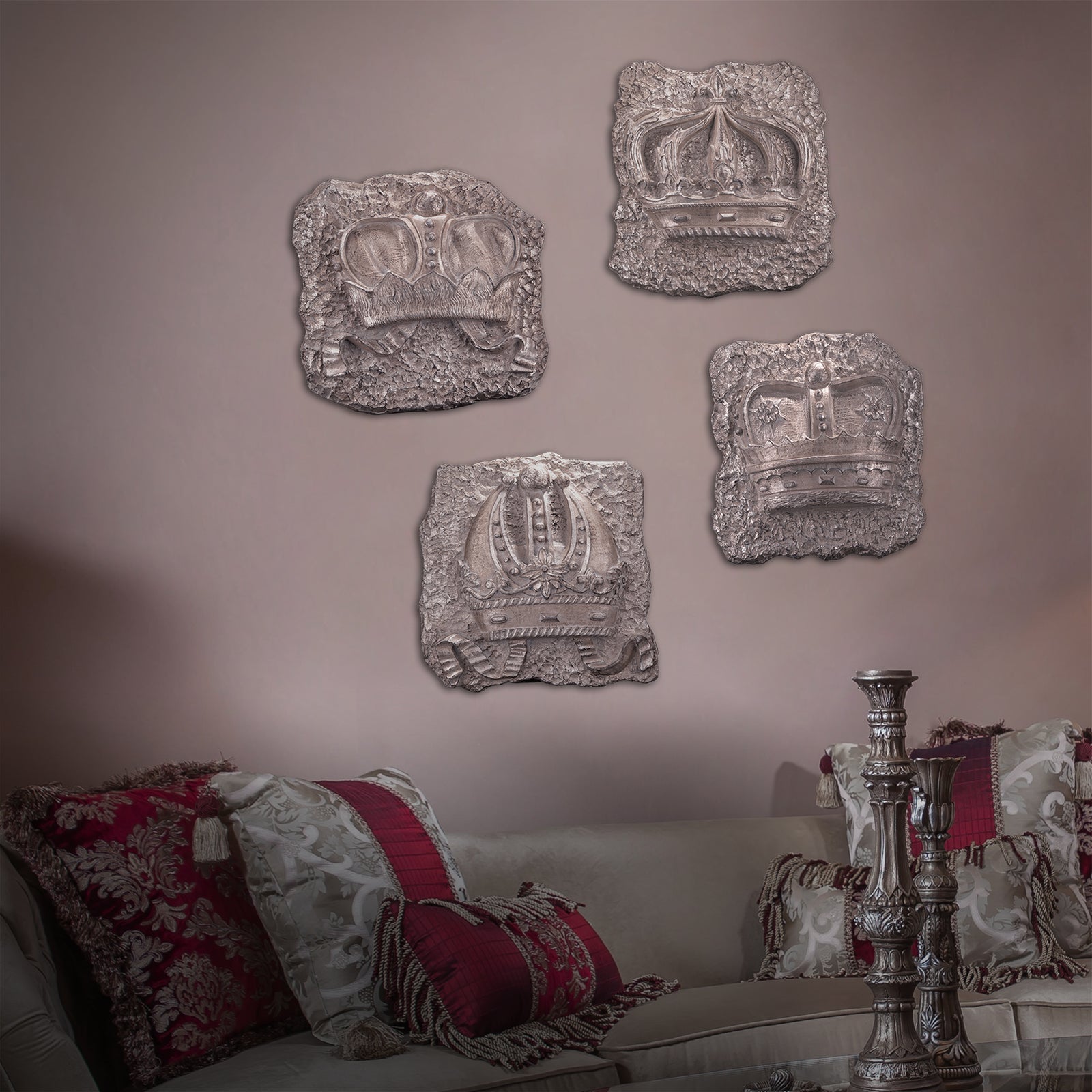 Classic Crowns Tableaux wall decoration featuring elegant royal crown designs, available at Daleenz Store
