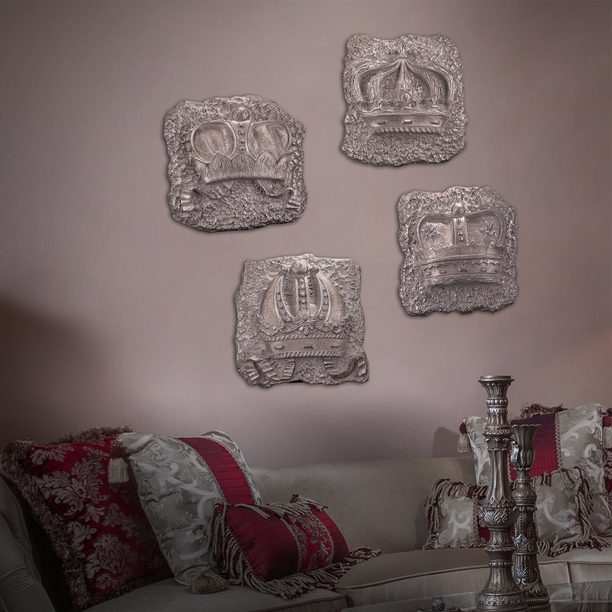Classic Crowns Tableaux wall decoration featuring elegant royal crown designs, available at Daleenz Store