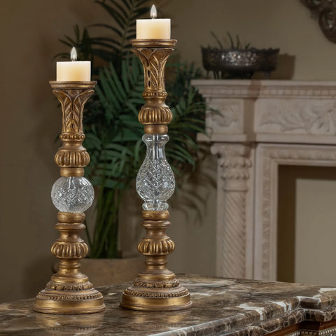Classic Crystal Plants Candle Holders with crystal detailing and plant-inspired design, adding elegance and charm to any room.

