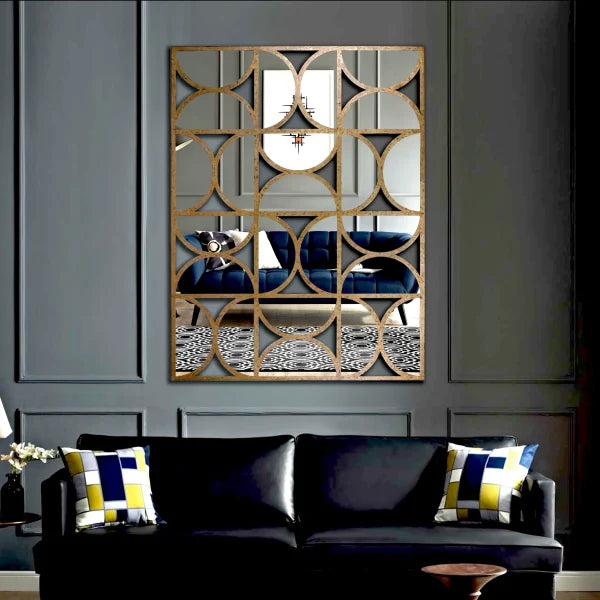 "Modern DD Mirror from Daleenz Store showcasing a sleek, minimalist design with bold, clean lines, mounted on a modern interior wall."

