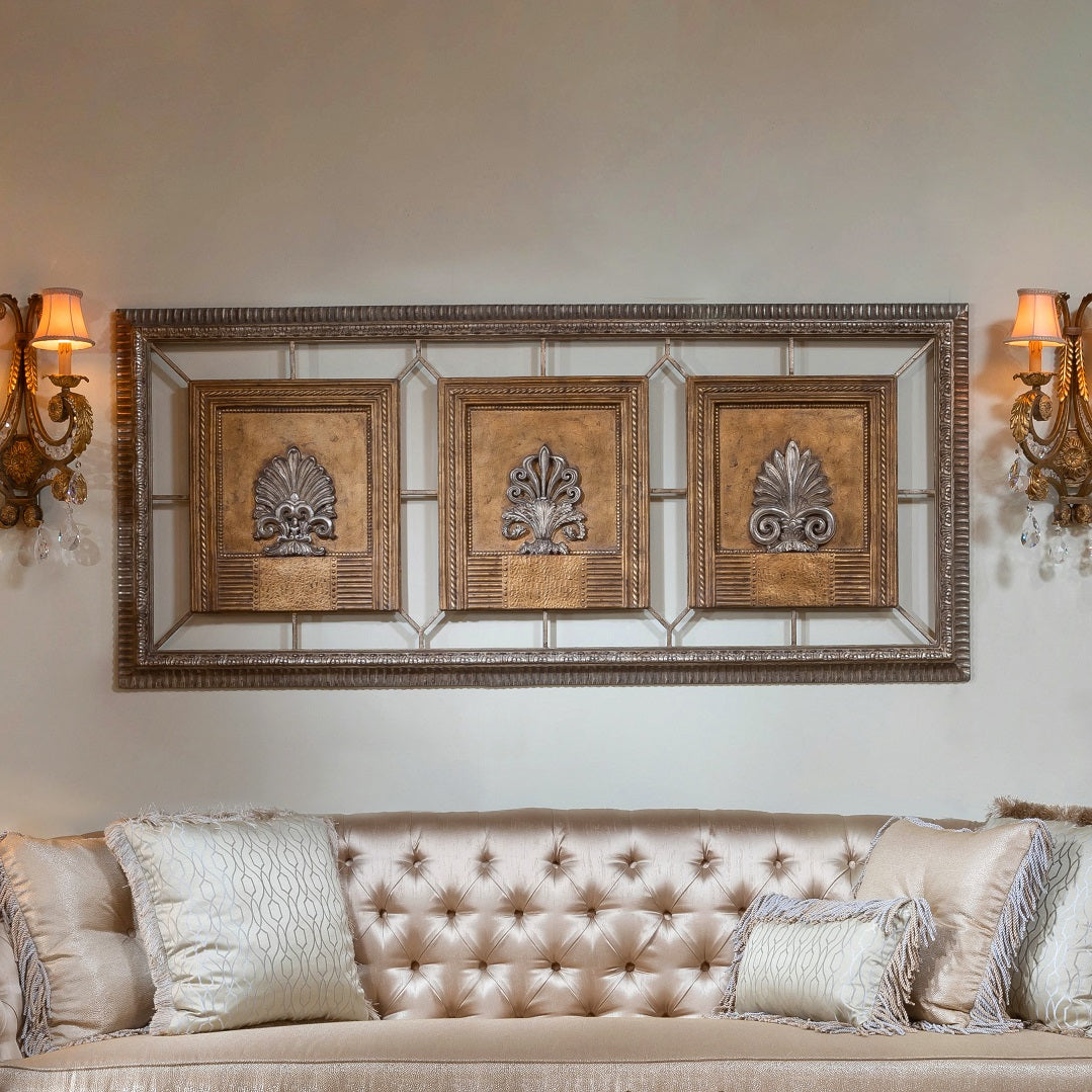 "Folia Set Tableaux Wall Decoration from Daleenz Store showcasing a set of botanical-inspired wall panels with leaf motifs and refined natural detailing."

