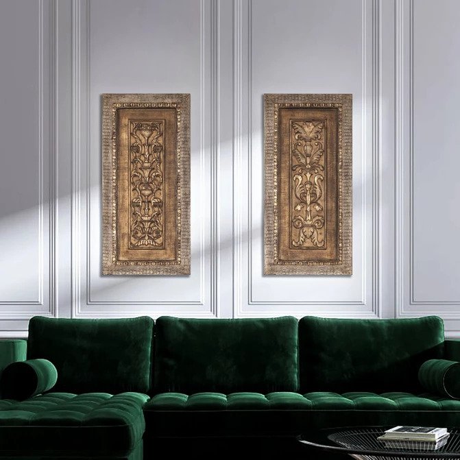 Classic Frontone Bedoun tableaux wall decoration with intricate detailing, perfect for elegant home interiors – available at Daleenz Store.

