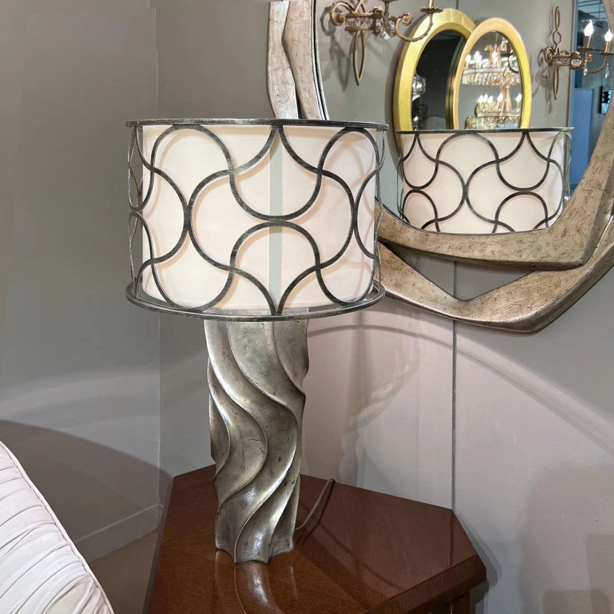 Modern Goldy Table Lamp with gold finish on a minimalist side table – perfect for living rooms, bedrooms, or offices.

