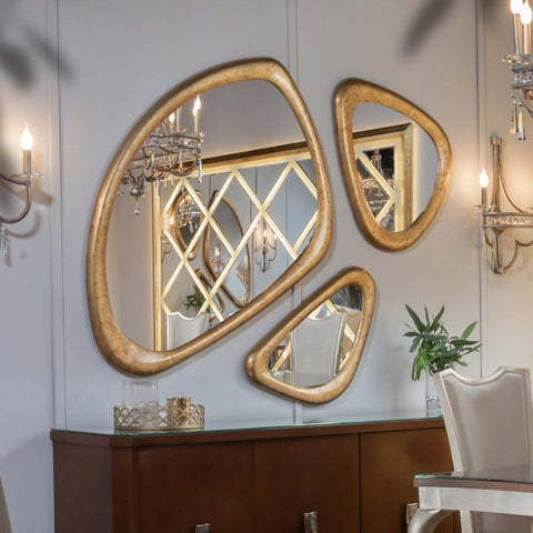 "Modern Houlamy Mirrors Set from Daleenz Store featuring a stylish arrangement of decorative mirrors with clean lines, mounted on a contemporary wall."

