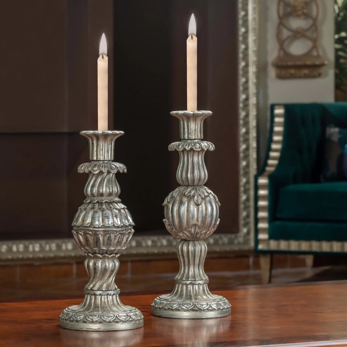 Classic Kora Set Candle Holders with elegant design, adding a touch of timeless sophistication and warm ambiance to home decor.

