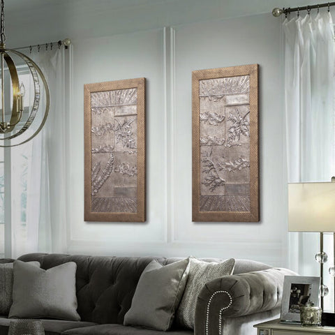 "Modern Leaves Double Wall Décor from Daleenz Store showcasing two nature-inspired leaf designs with intricate details, mounted on a stylish modern wall."

