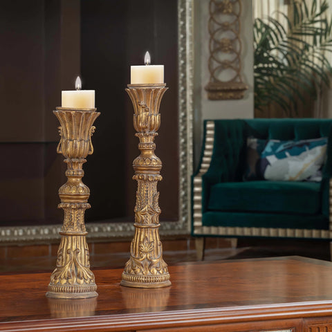 Classic Lotus Set Candle Holders with intricate lotus flower design, providing elegant lighting and a serene atmosphere for your home decor.

