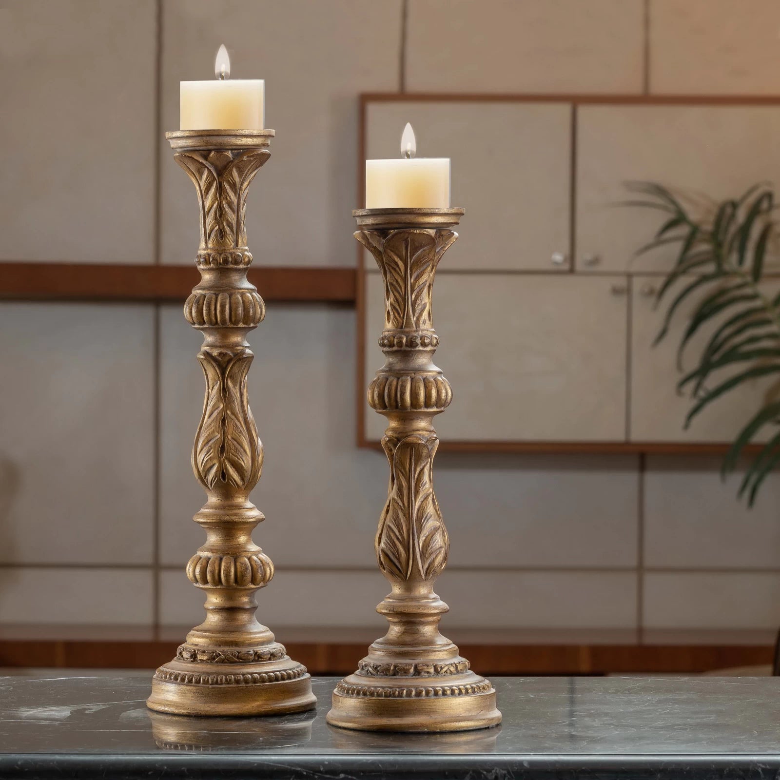 Classic Plants Set Candle Holders with intricate plant-inspired design, bringing elegant, nature-themed ambiance to your home decor.

