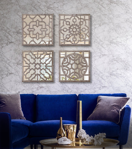 "Modern Quadro Mirrors from Daleenz Store featuring a set of square-shaped mirrors with clean lines and a minimalist modern look, styled on a contemporary wall."

