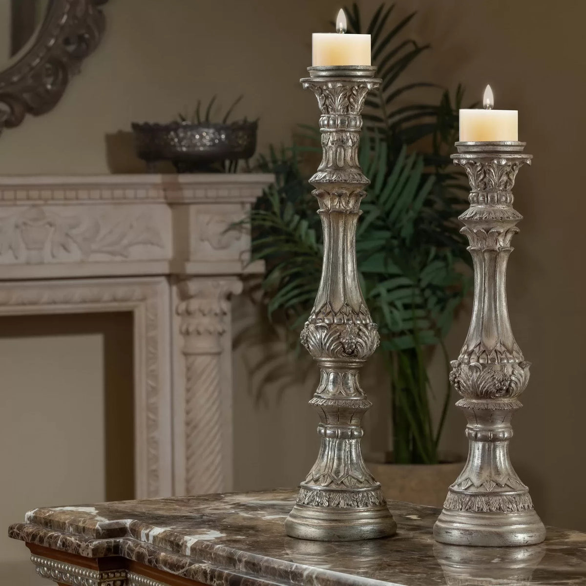 Classic Set Old Candle Holders with vintage design, adding warm and timeless elegance to any home decor.

