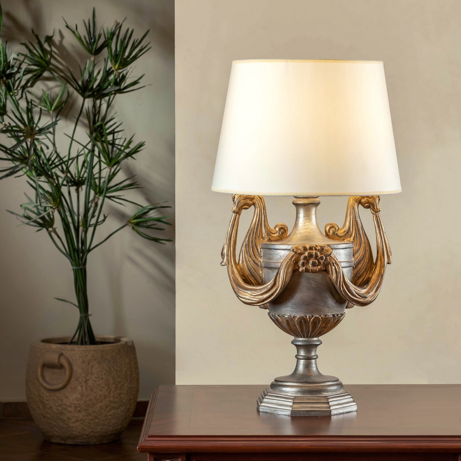 Classic Swan Table Lamp with a graceful curved neck and elegant silhouette, offering soft ambient lighting for stylish interiors.

