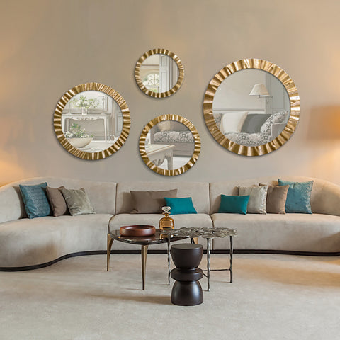 "Modern HARIRY mirror from GROUP 4 collection featuring a sleek, frameless design displayed in a contemporary living room setting."



